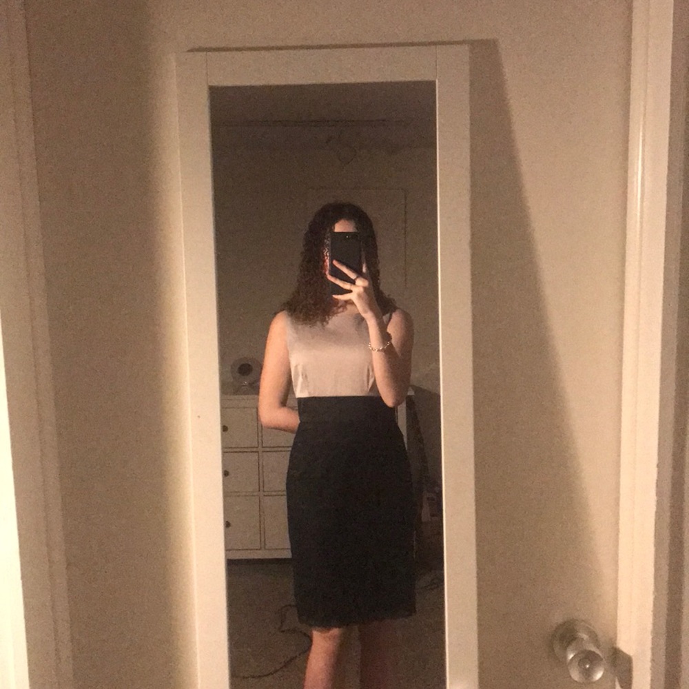 silvery gray and black lace dress